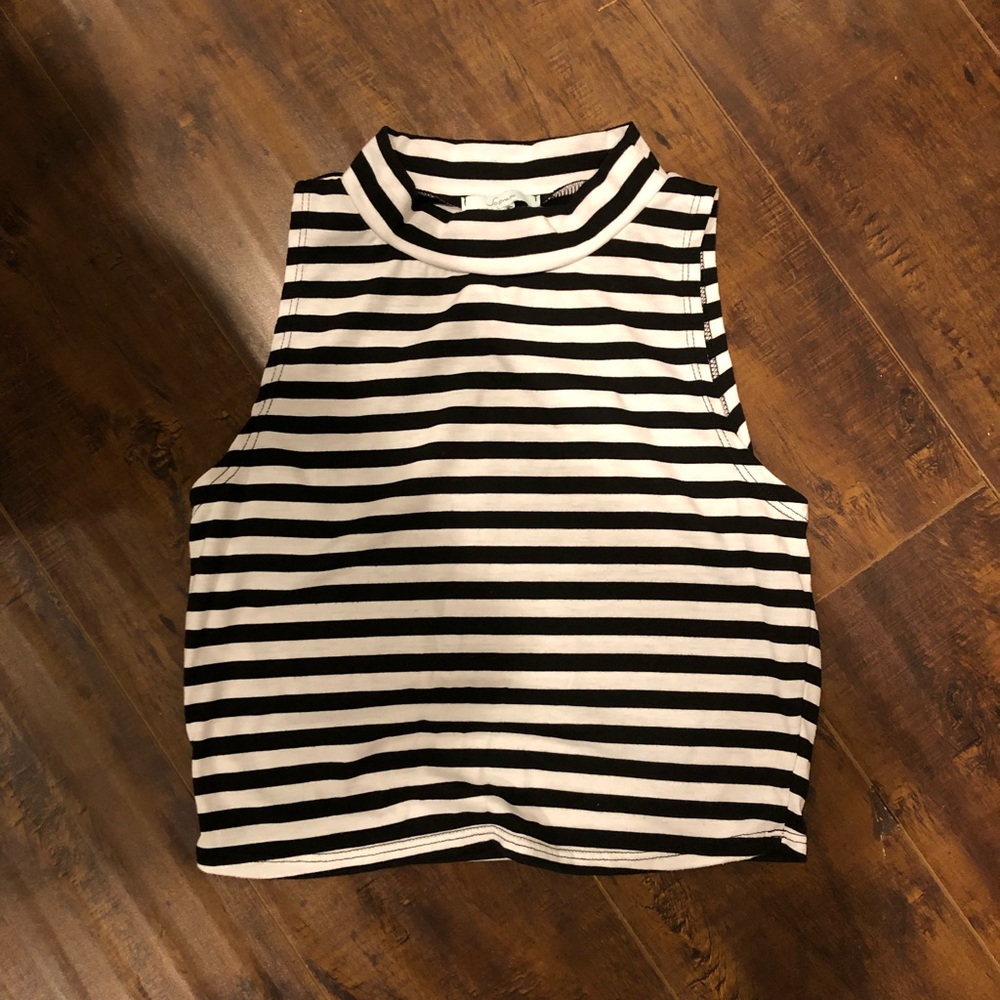 High neck striped crop